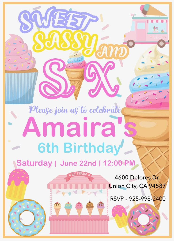 Sweet Sassy and Six Invitation