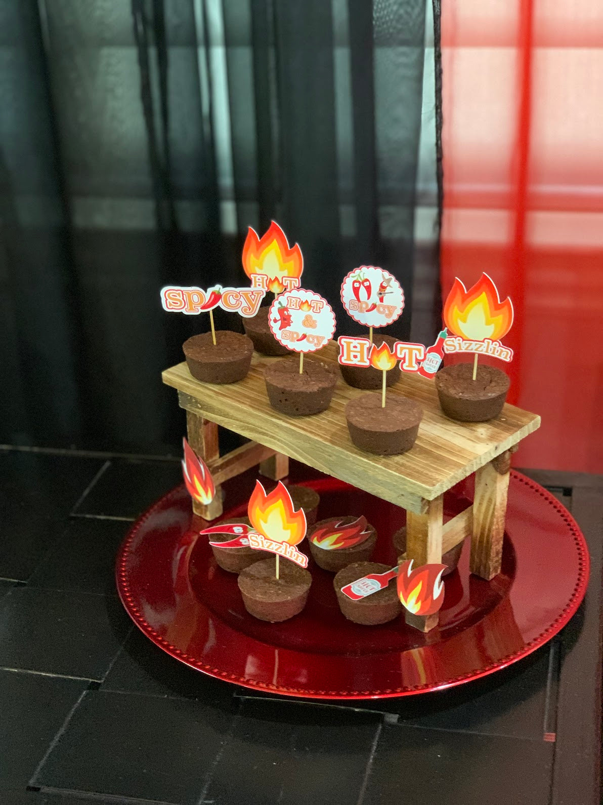 Sizzling Cupcake toppers, Fire Flame Cupcake toppers
