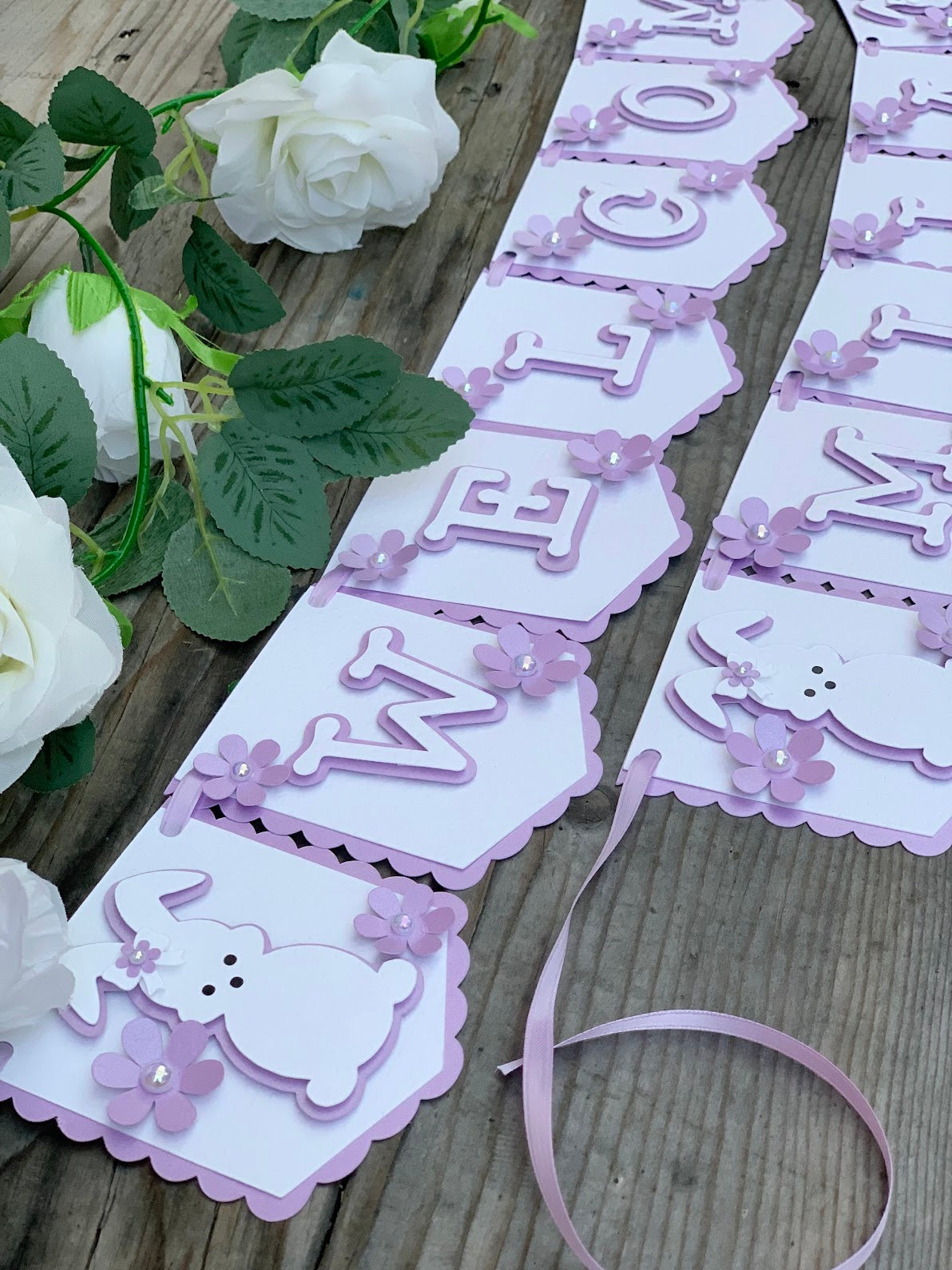 Bunny and Floral welcome baby Banner