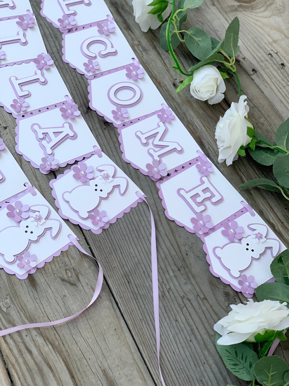 Bunny and Floral welcome baby Banner