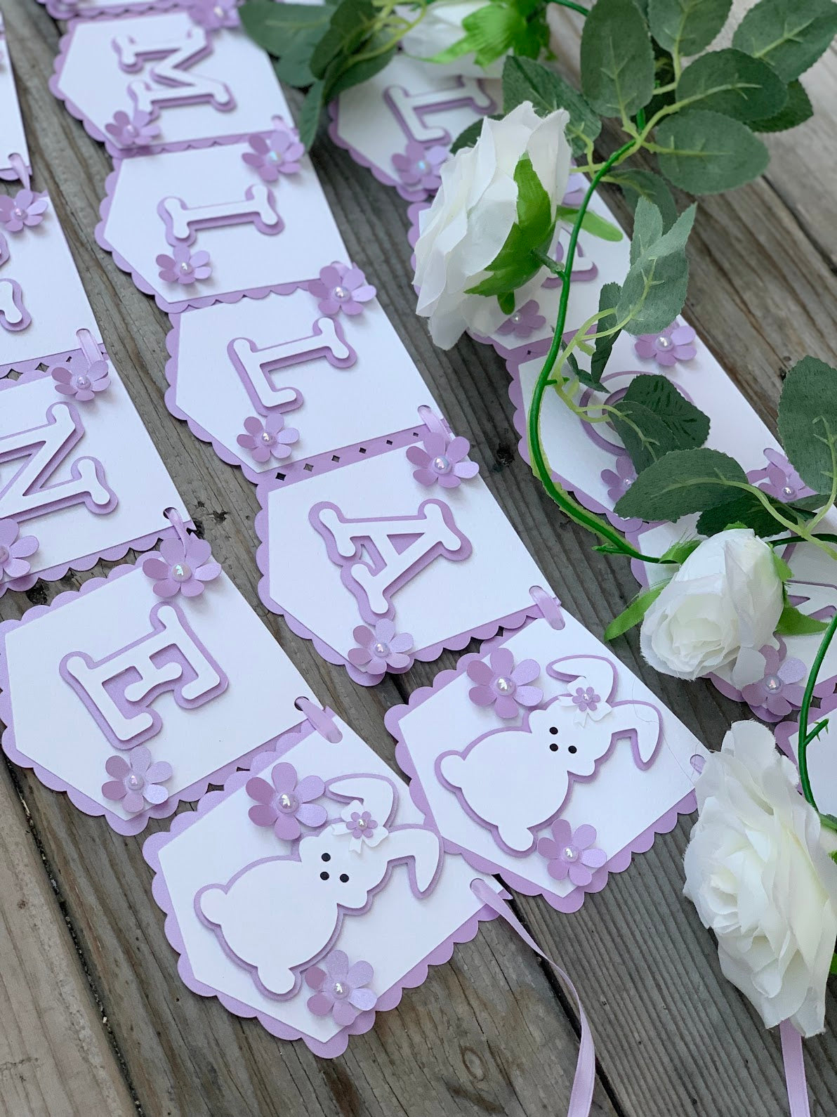Bunny and Floral welcome baby Banner