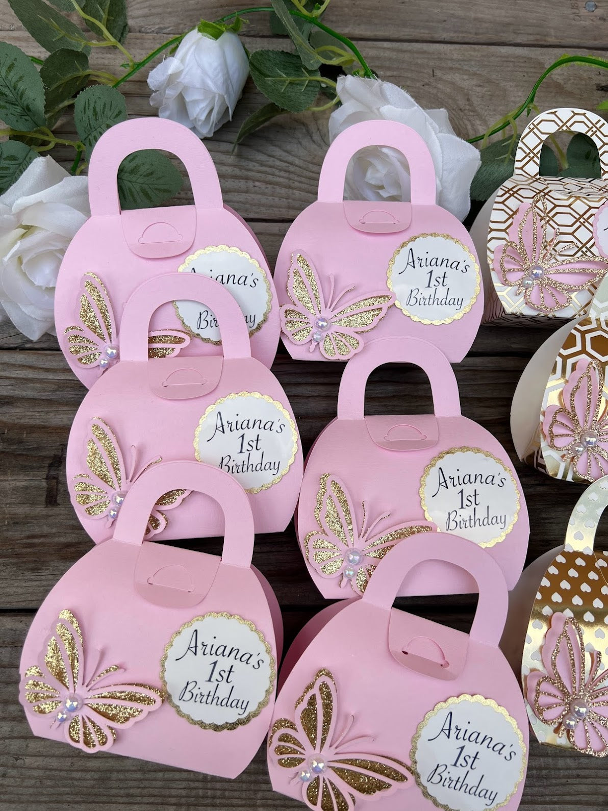 First birthday or Quinceanera or Bridal shower favor boxes