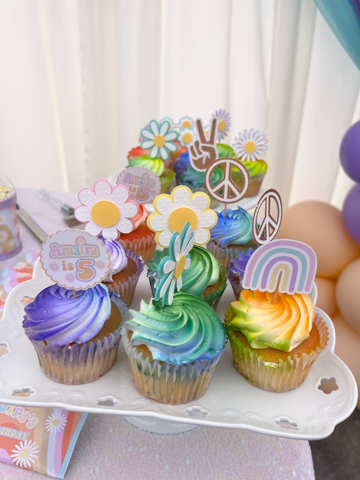 Groovy cupcake toppers