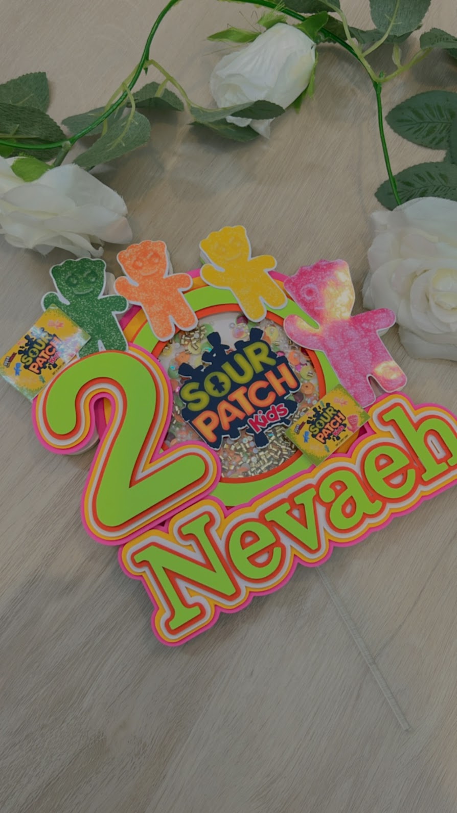 Sour Patch Shaker cake topper