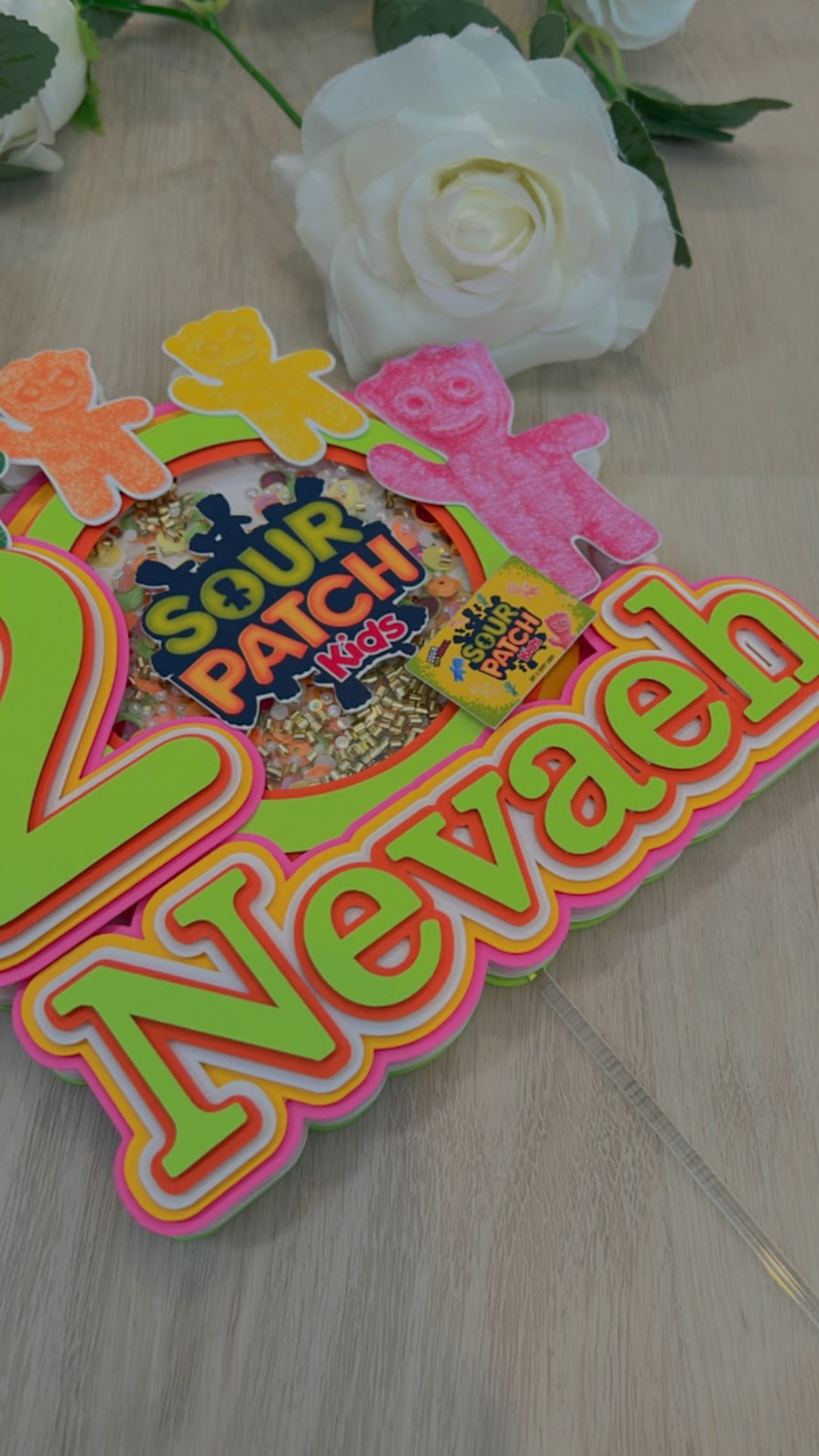 Sour Patch Shaker cake topper