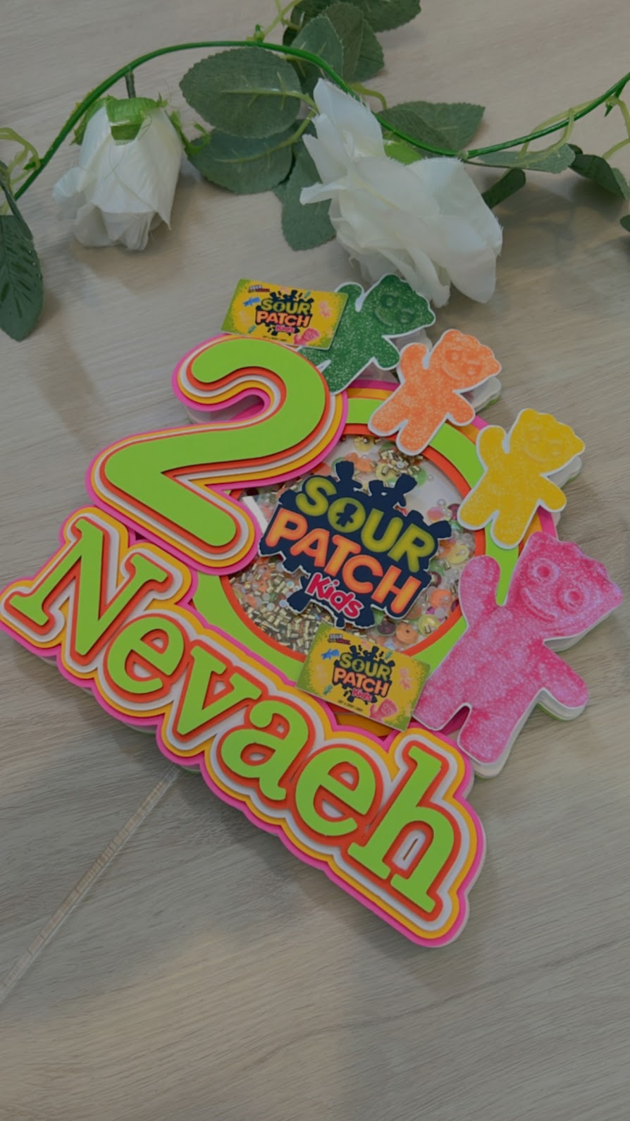 Sour Patch Shaker cake topper