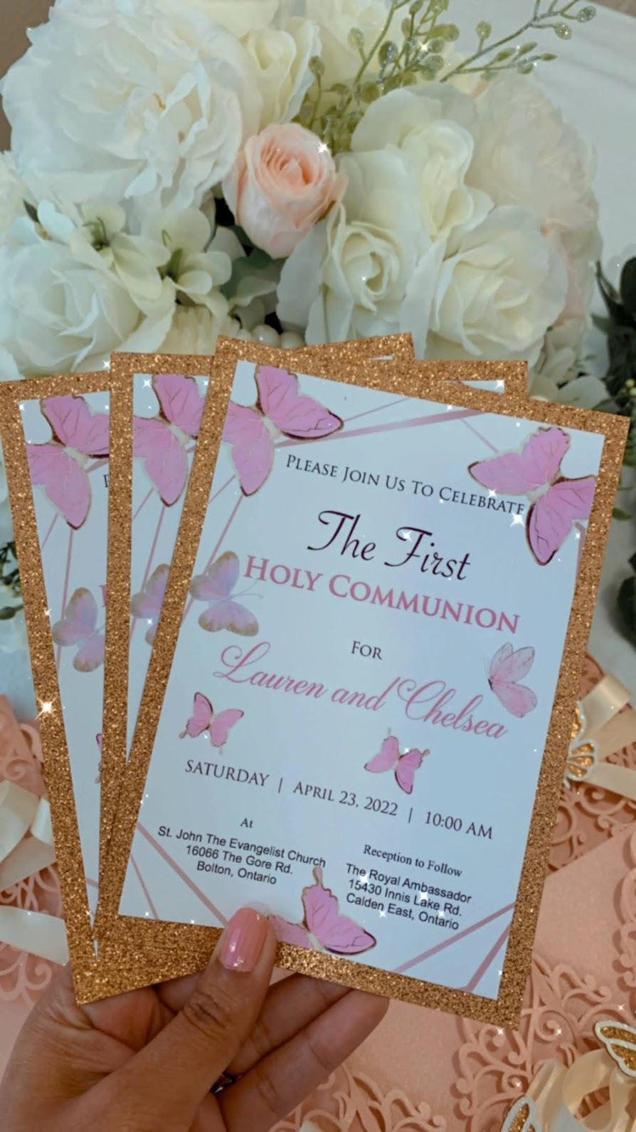 Baptism Butterfly invitations, Holy Communion Invites