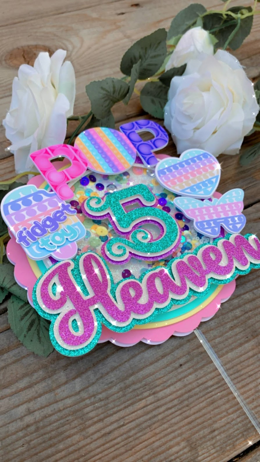 Pop It birthday Shaker cake topper