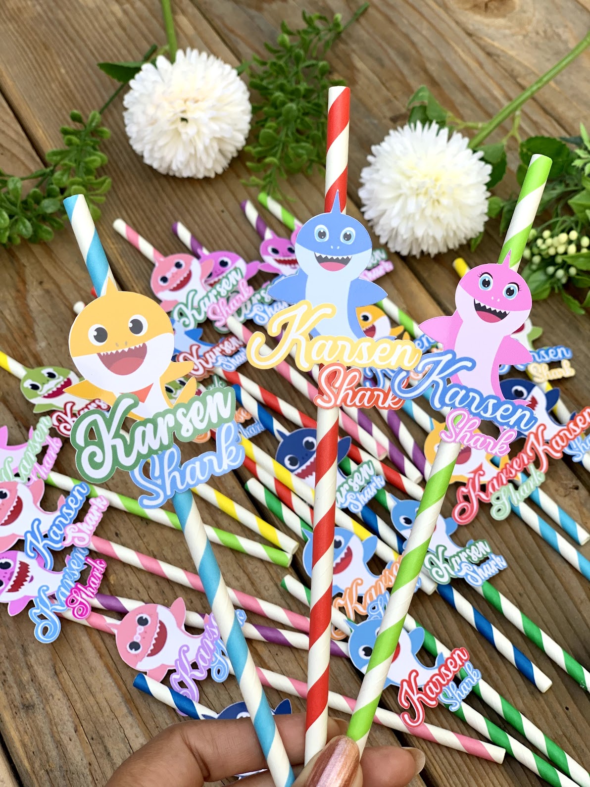 Baby Shark Party Straws