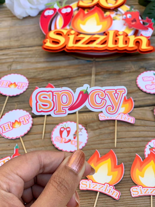 Sizzling Cupcake toppers, Fire Flame Cupcake toppers