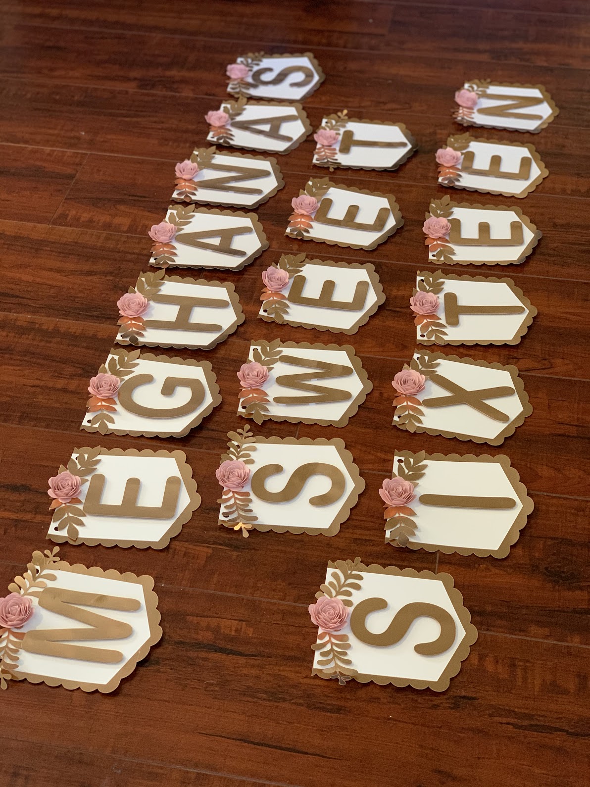 Sweet16 Rose gold and blush birthday banner