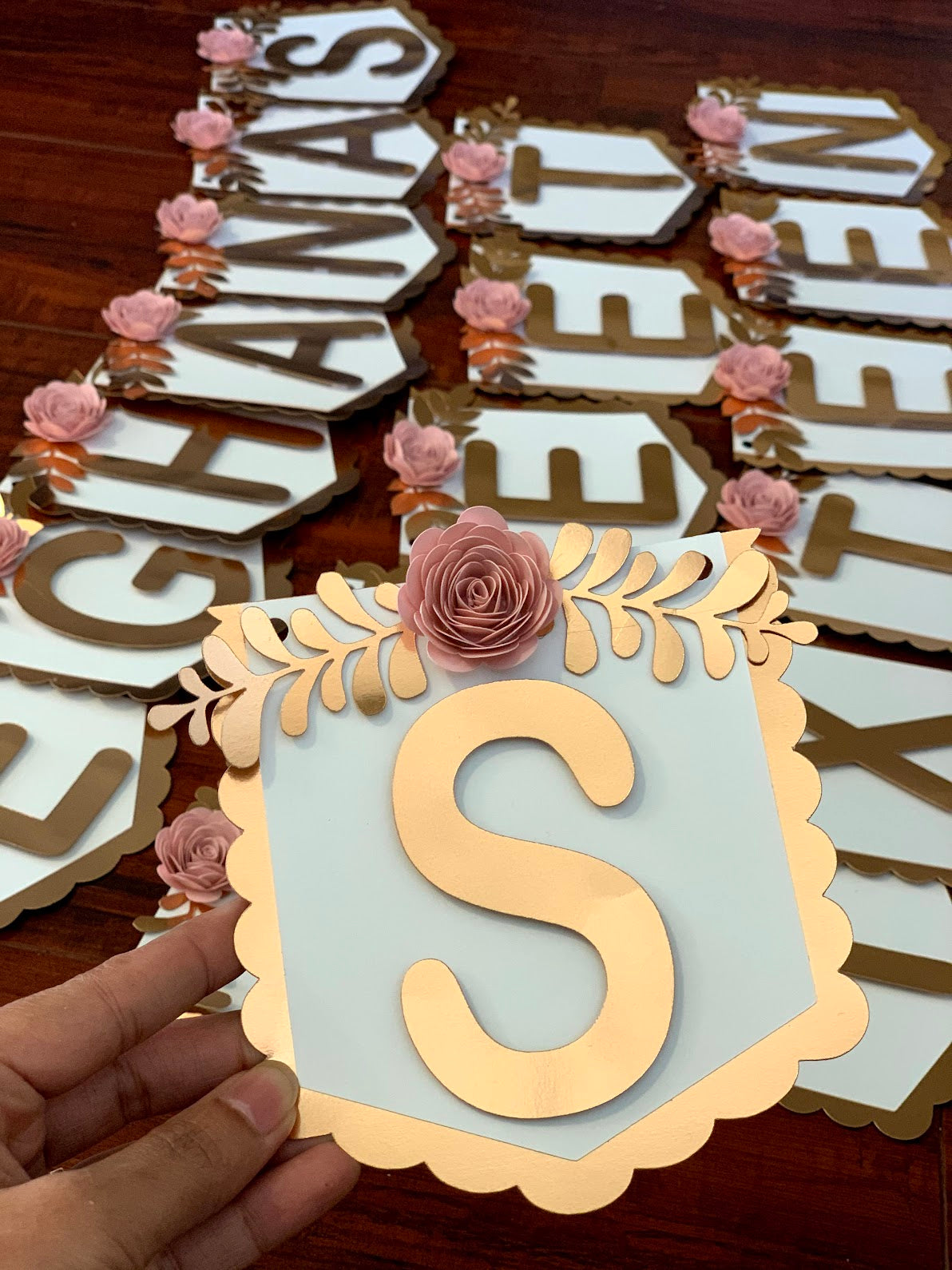 Sweet16 Rose gold and blush birthday banner