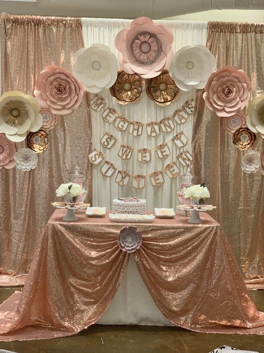 Sweet16 Rose gold and blush birthday banner