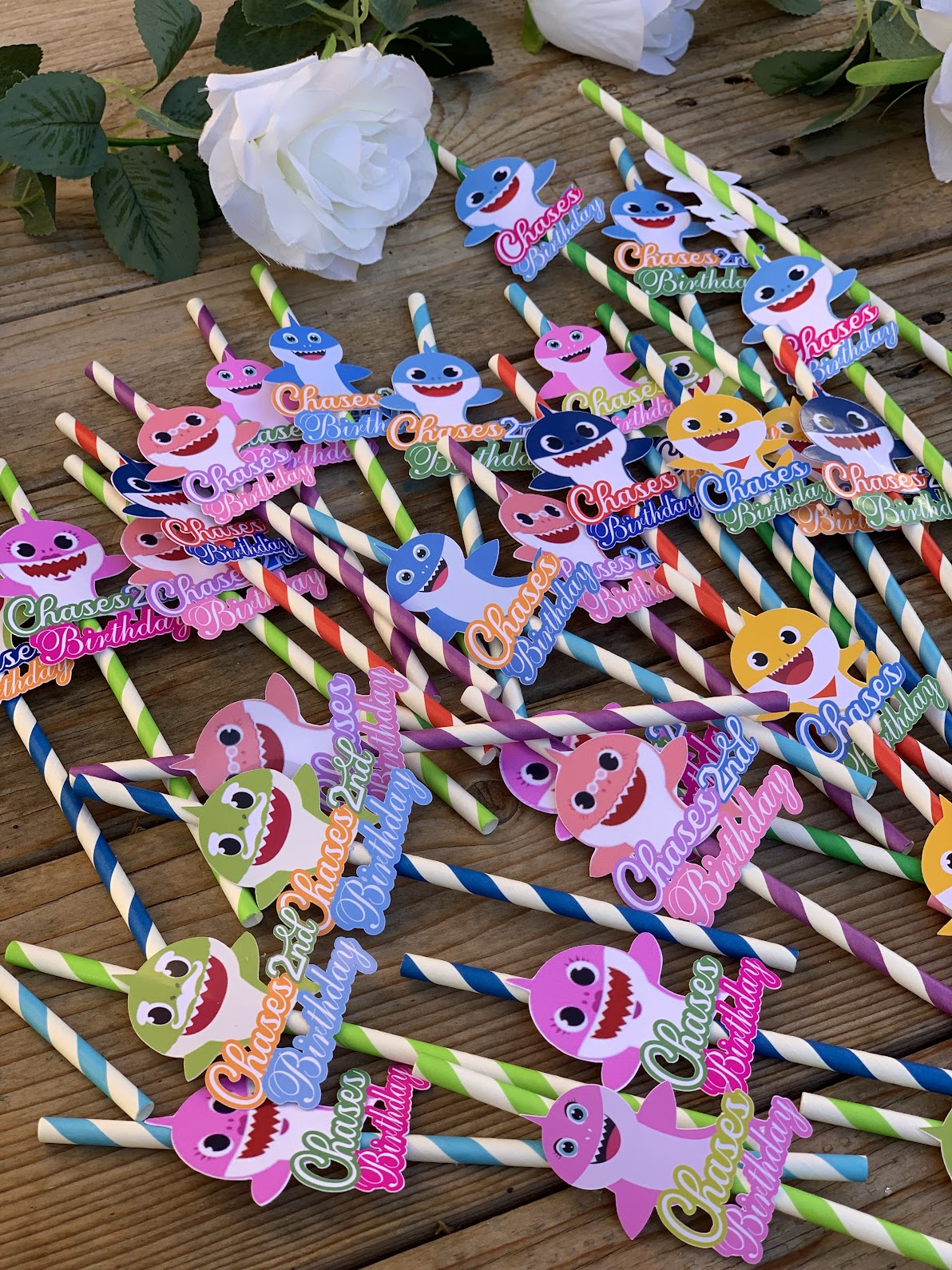 Baby Shark Party Straws