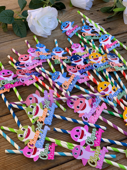 Baby Shark Party Straws