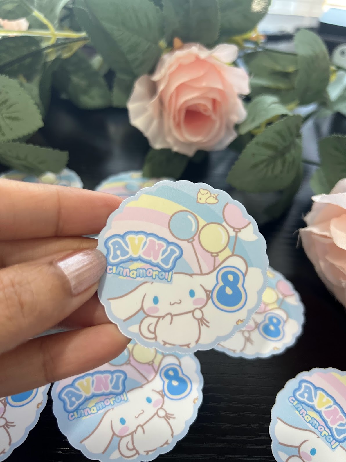 CINNAMOROLL drink stickers, SANRIO Birthday Decorations