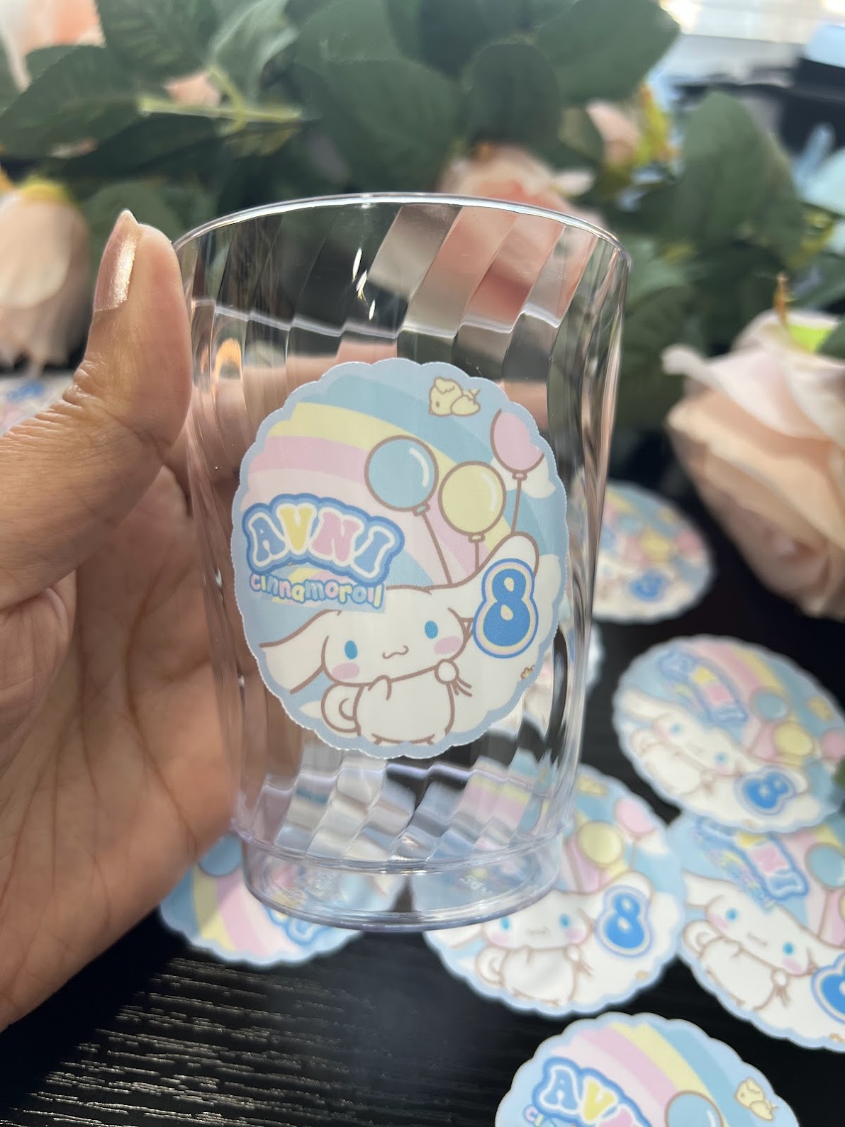 CINNAMOROLL drink stickers, SANRIO Birthday Decorations