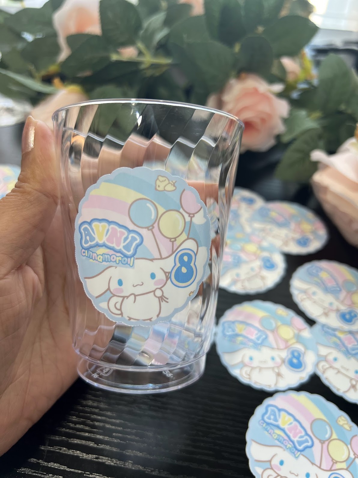 CINNAMOROLL drink stickers, SANRIO Birthday Decorations