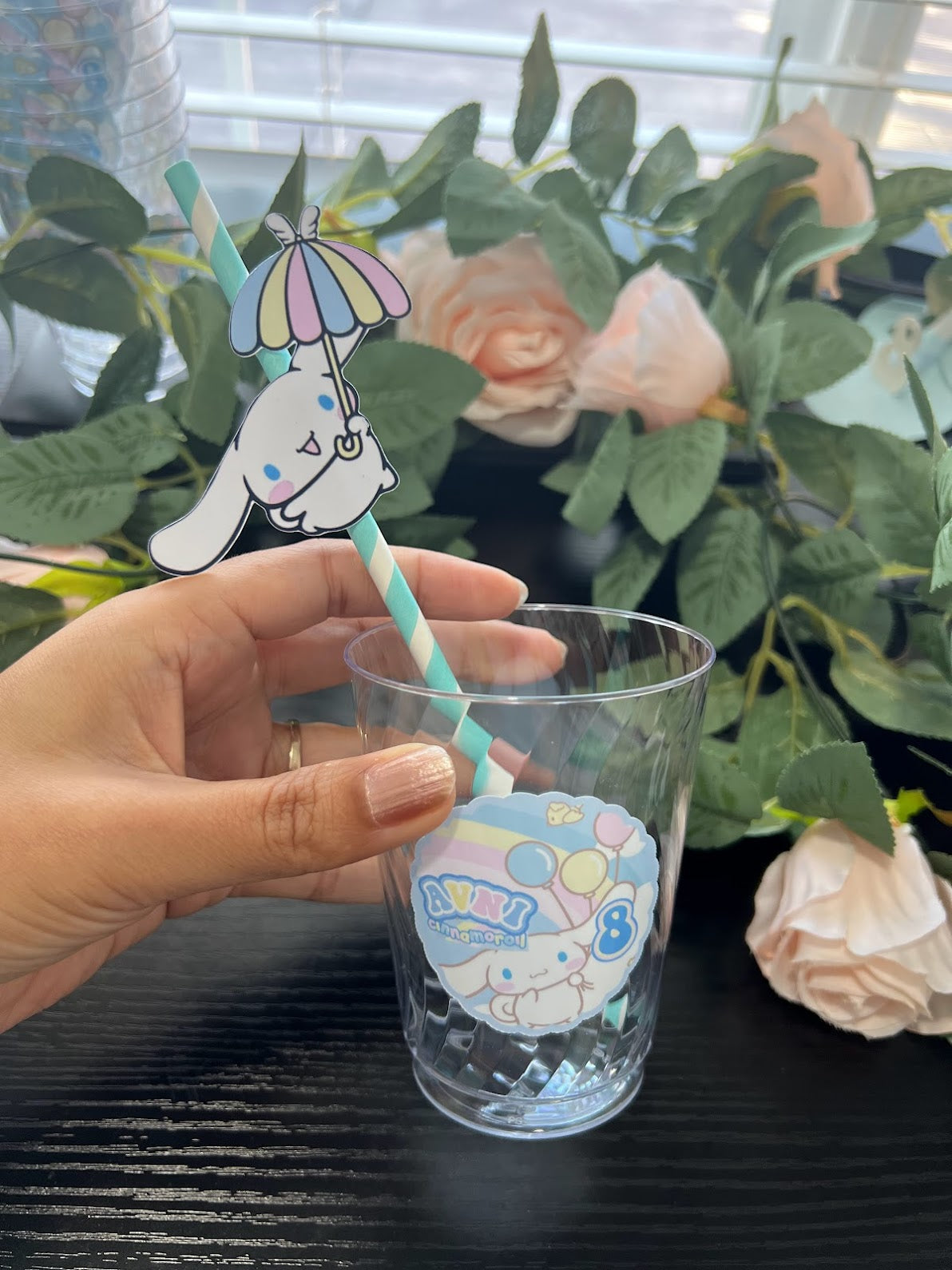 CINNAMOROLL drink stickers, SANRIO Birthday Decorations