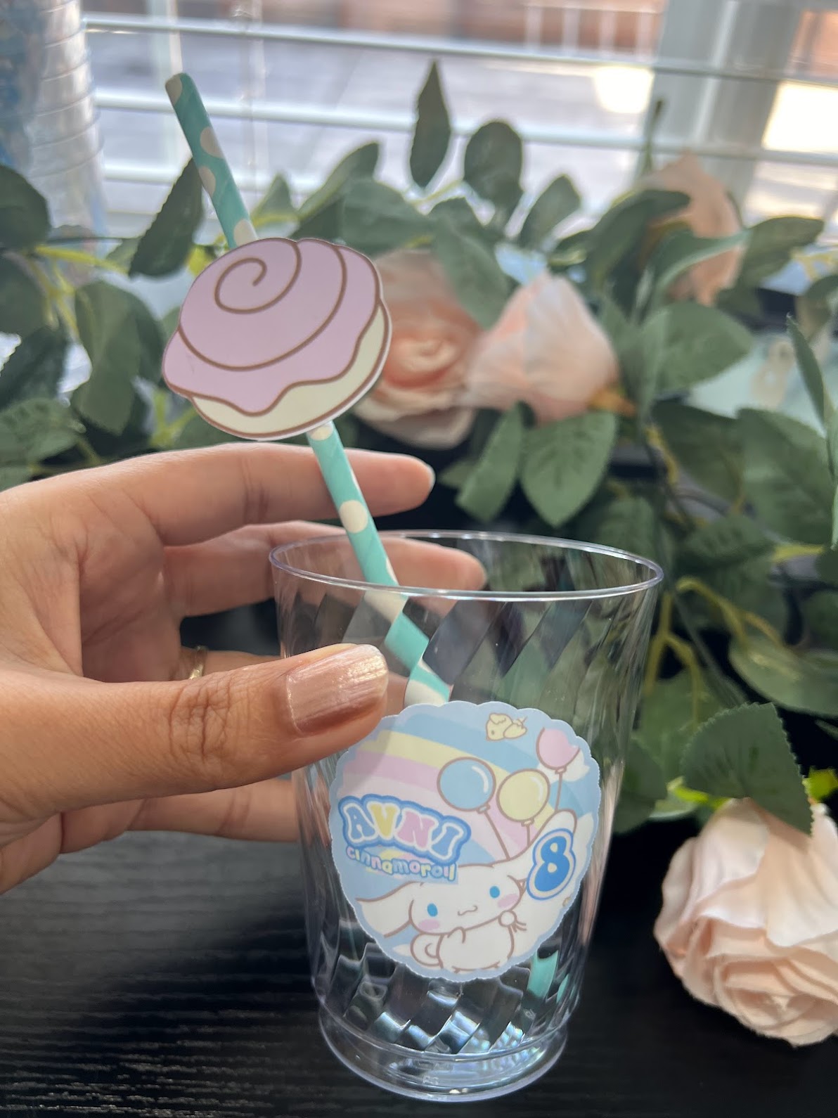 CINNAMOROLL drink stickers, SANRIO Birthday Decorations