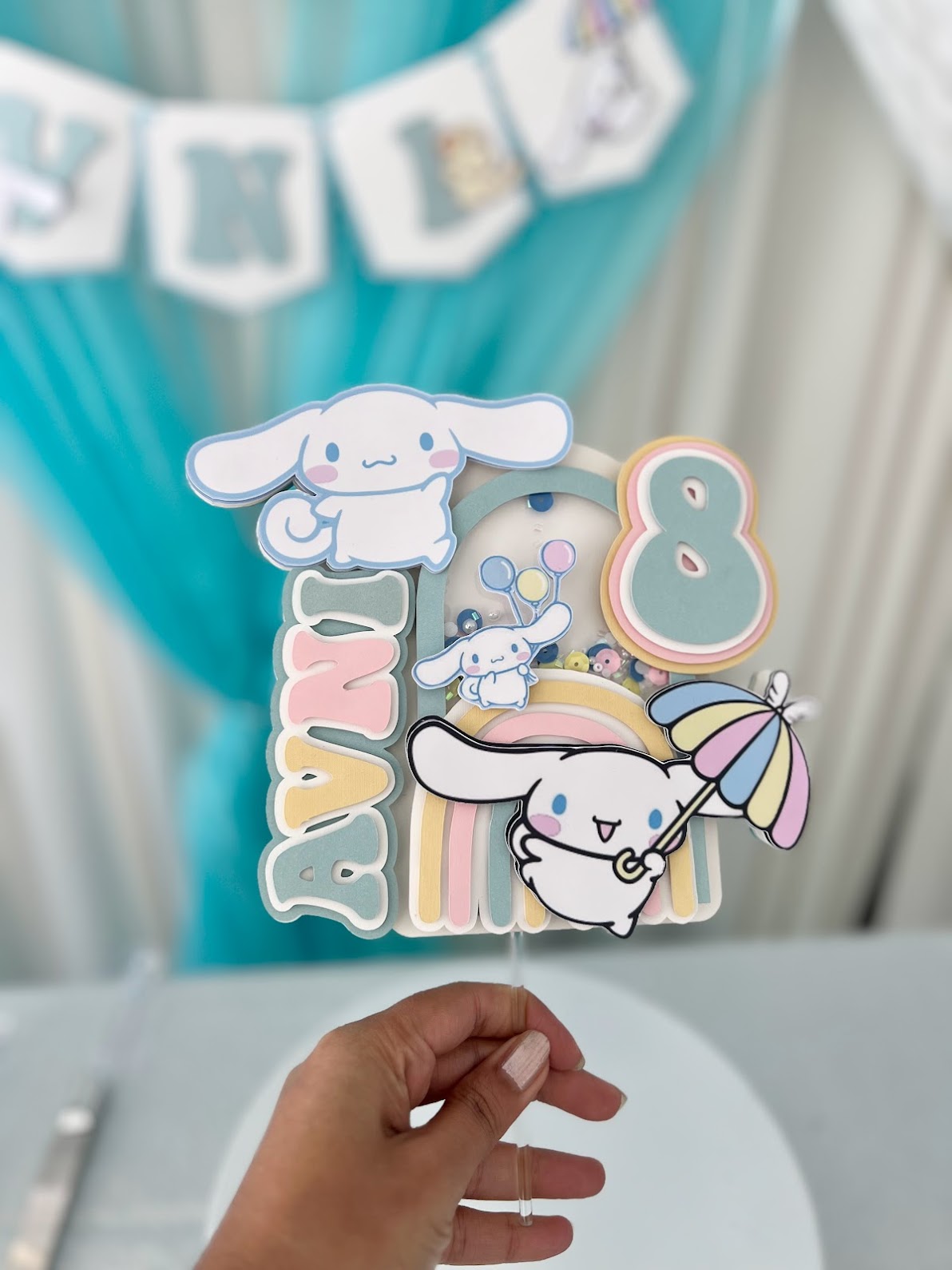 CINNAMOROLL Cake topper, Sanrio shaker cake topper