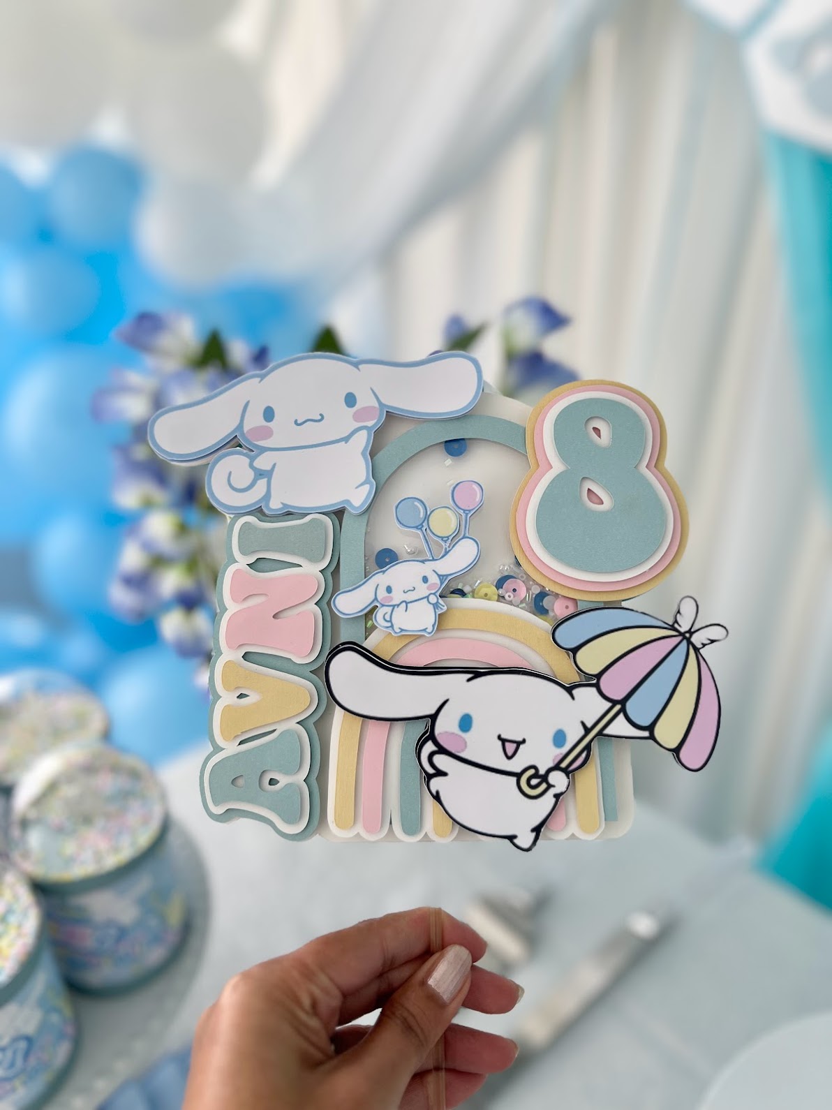 CINNAMOROLL Cake topper, Sanrio shaker cake topper