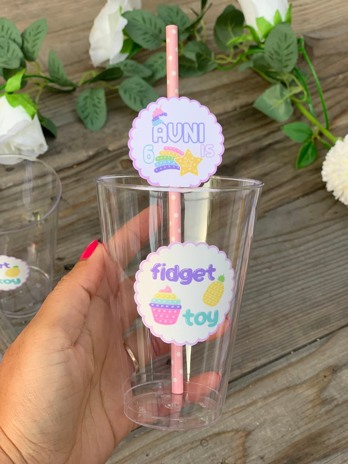 POP-IT decorated drink straws- Pastel colors