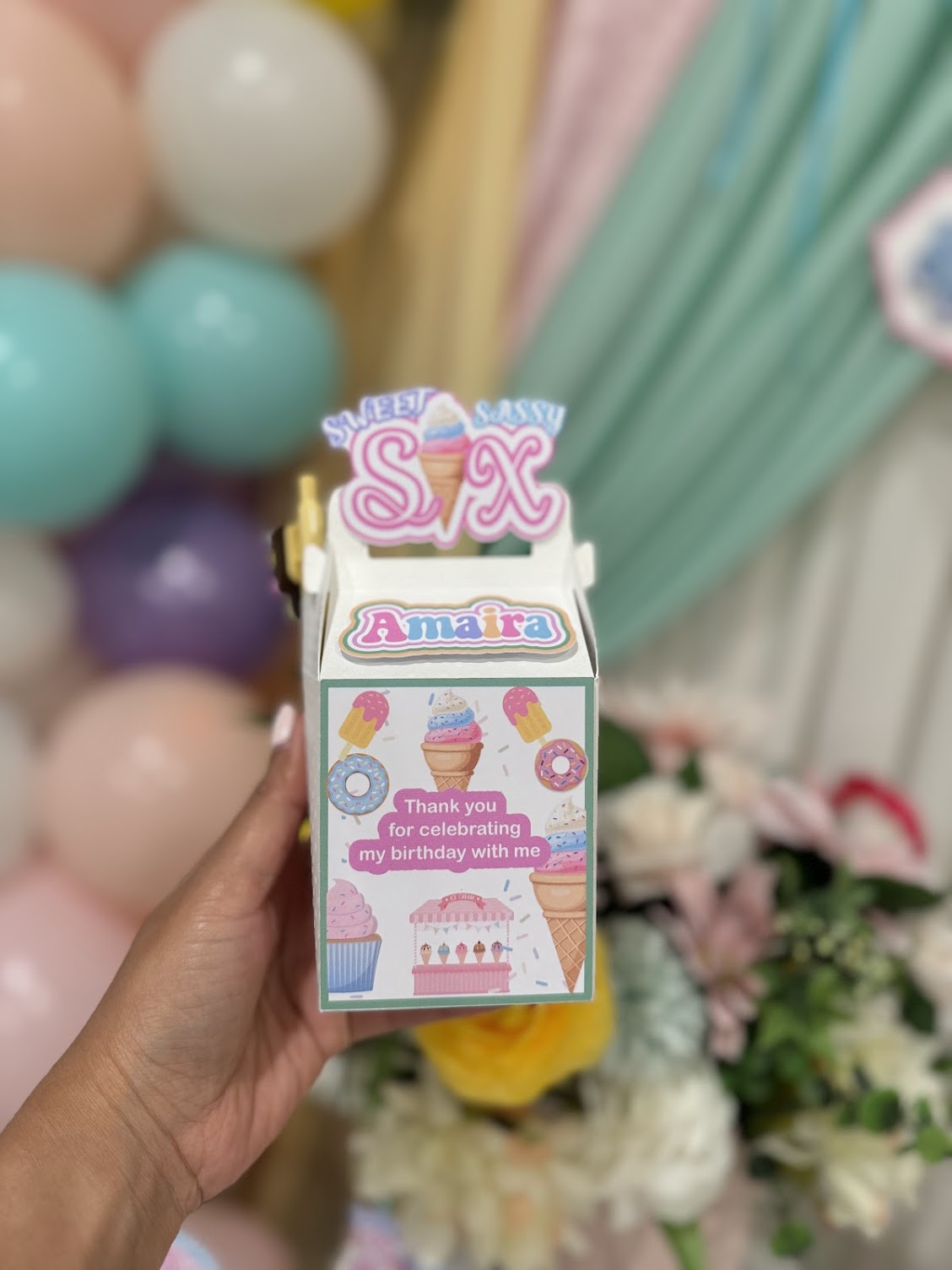 Sweet Sassy and Six party favor boxes