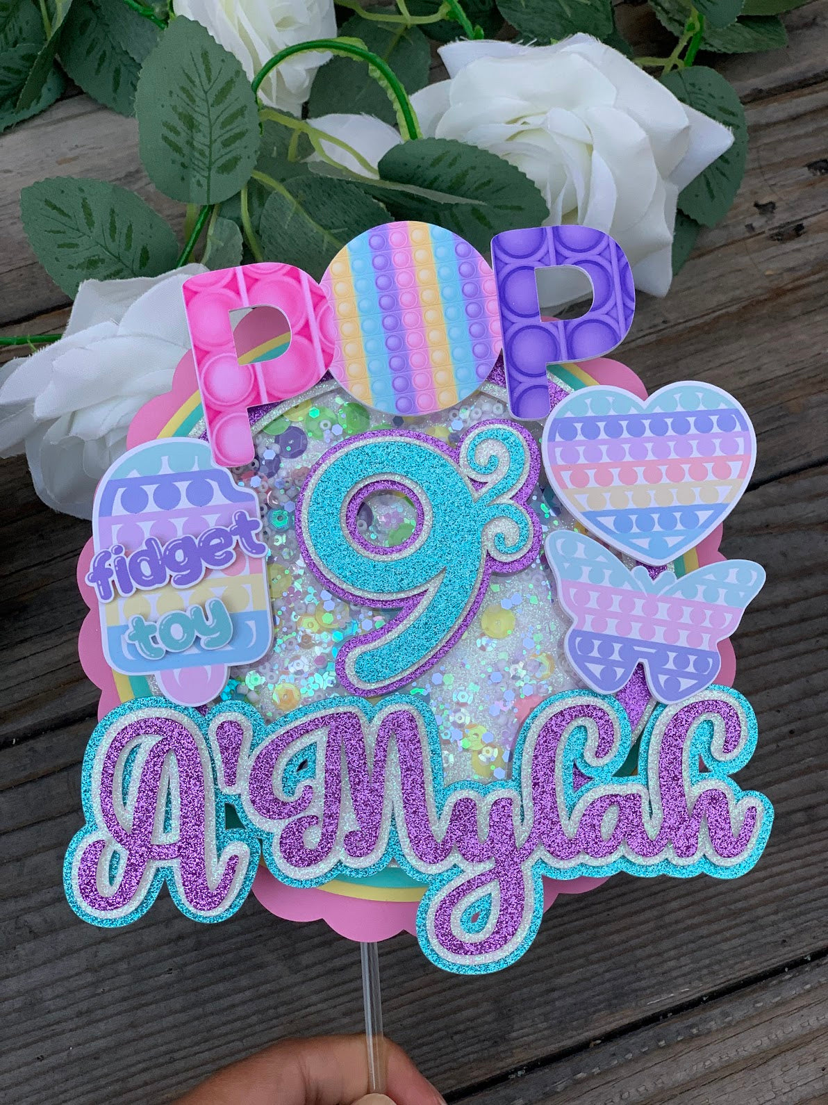 Pop It birthday Shaker cake topper