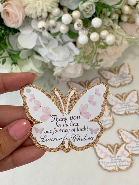 Baptism Butterfly gift tags, Quinceanera butterfly gift tags