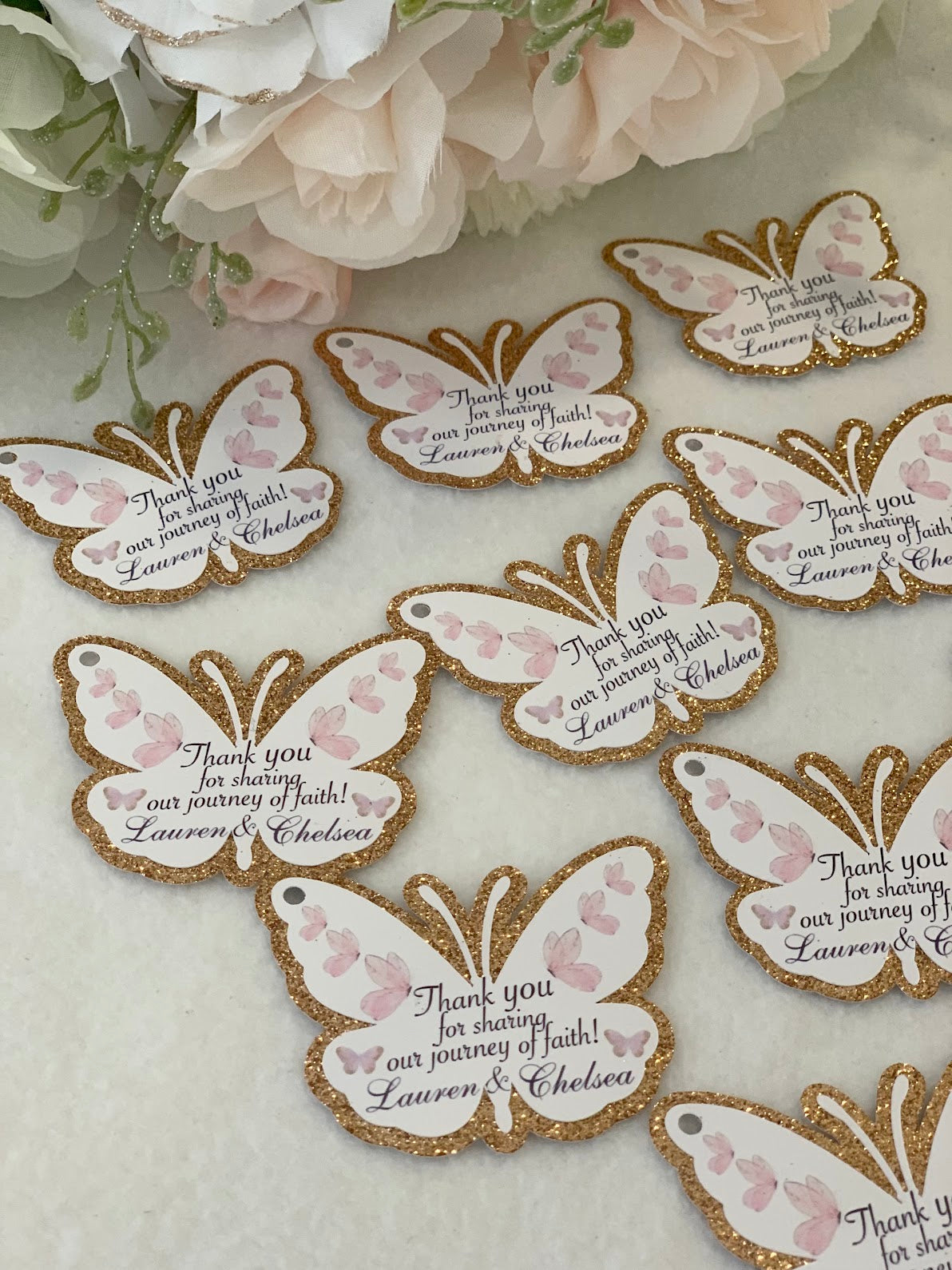 Baptism Butterfly gift tags, Quinceanera butterfly gift tags