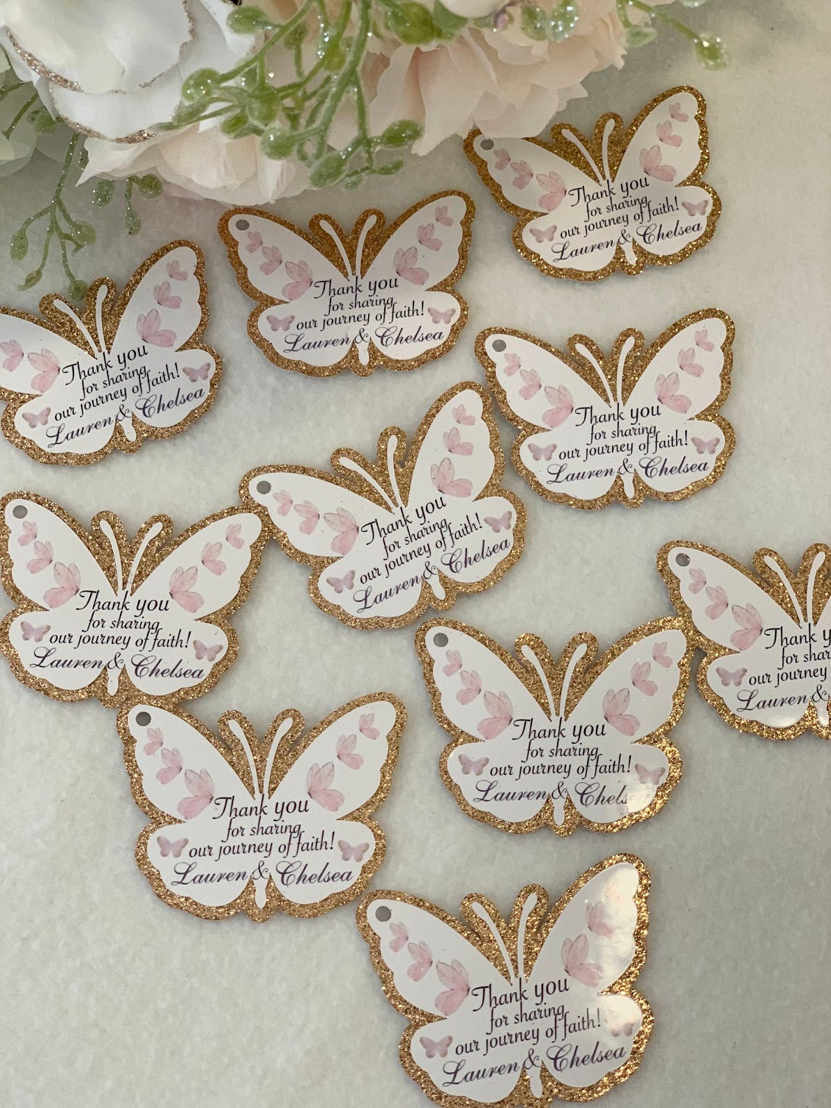 Baptism Butterfly gift tags, Quinceanera butterfly gift tags