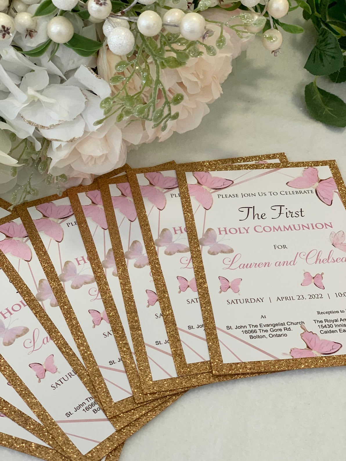 Baptism Butterfly invitations, Holy Communion Invites