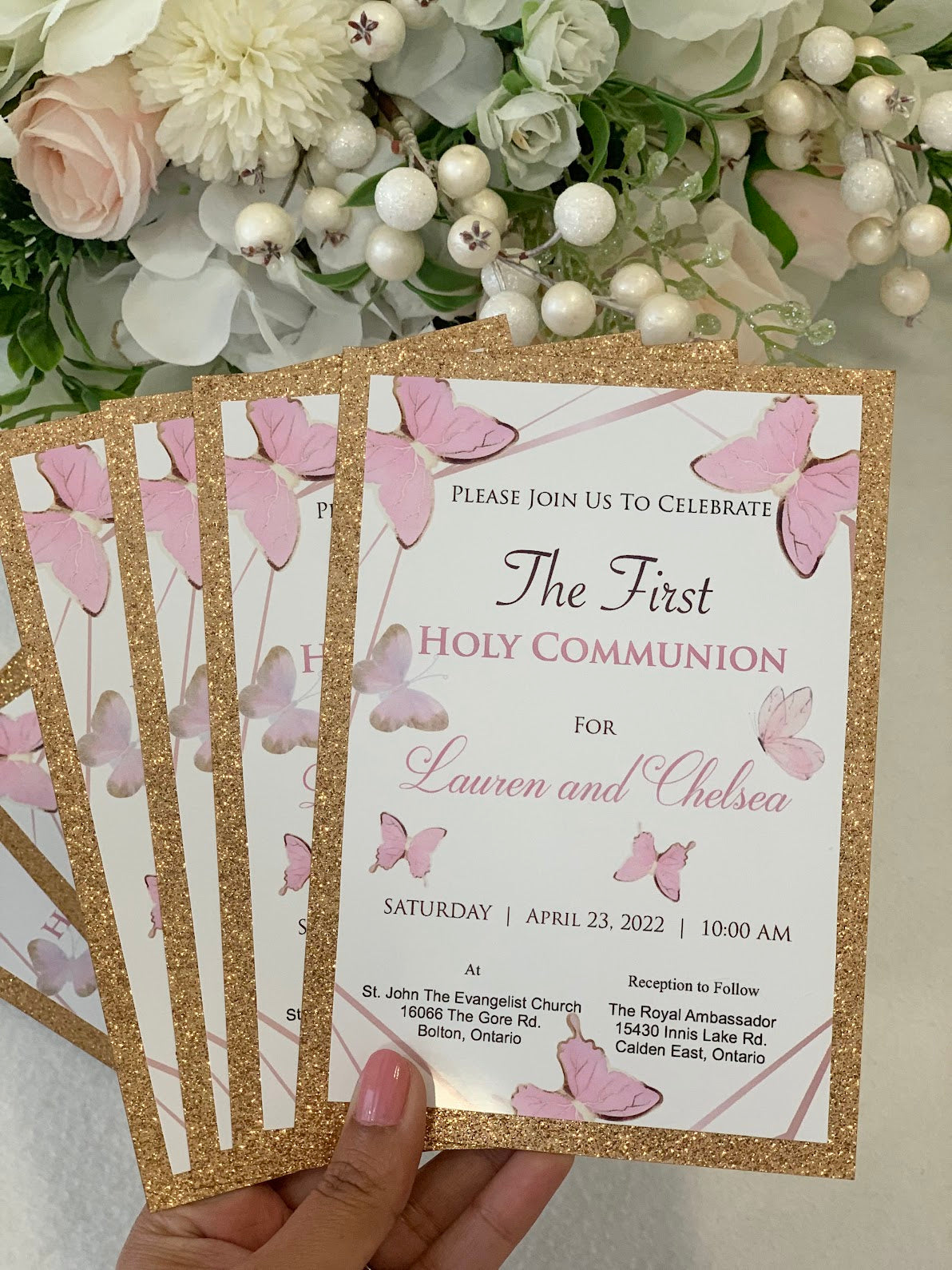 Baptism Butterfly invitations, Holy Communion Invites