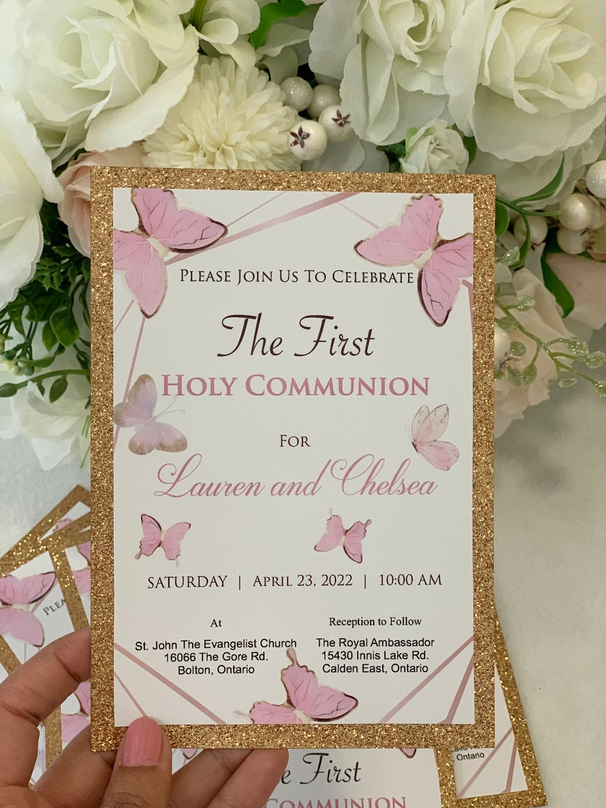 Baptism Butterfly invitations, Holy Communion Invites