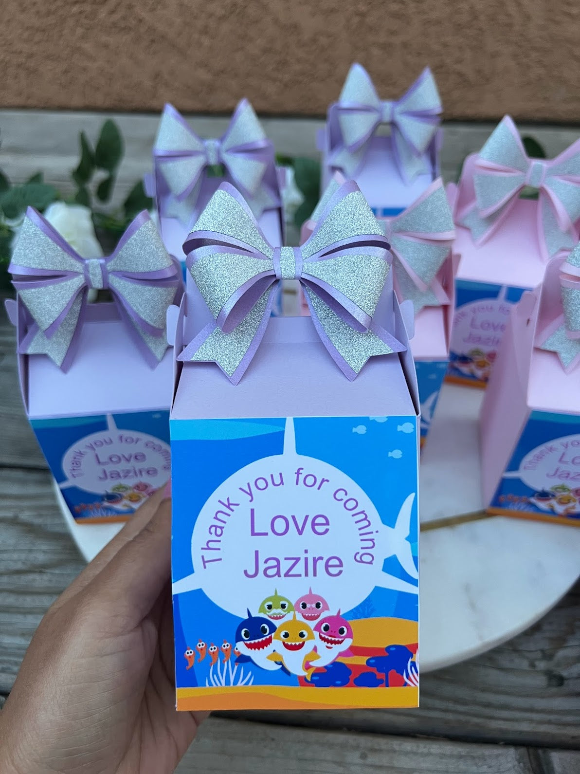 Baby shark favor boxes