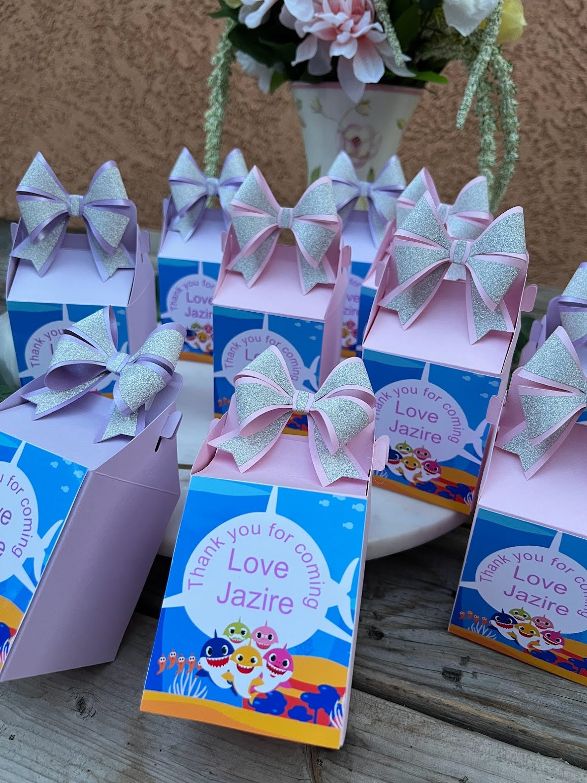 Baby shark favor boxes