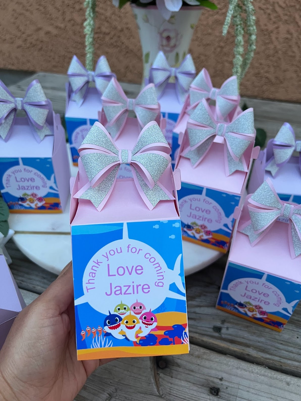 Baby shark favor boxes