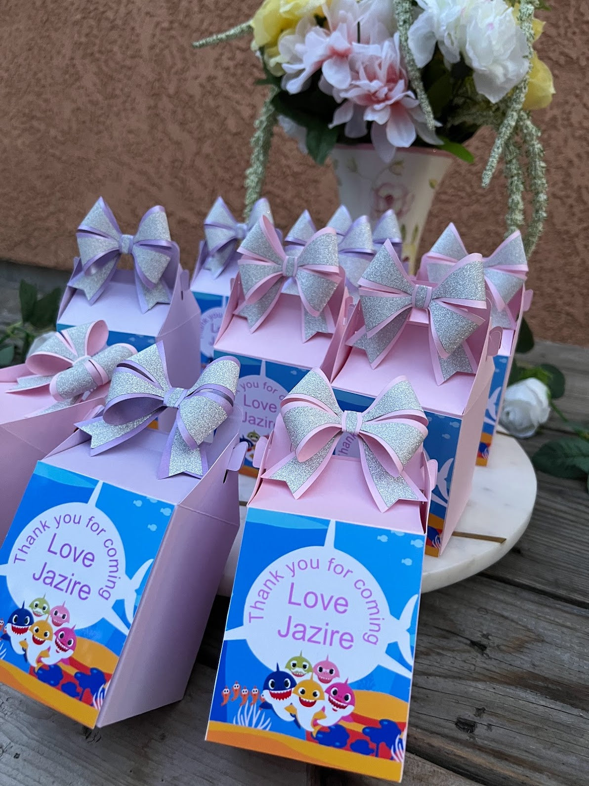 Baby shark favor boxes