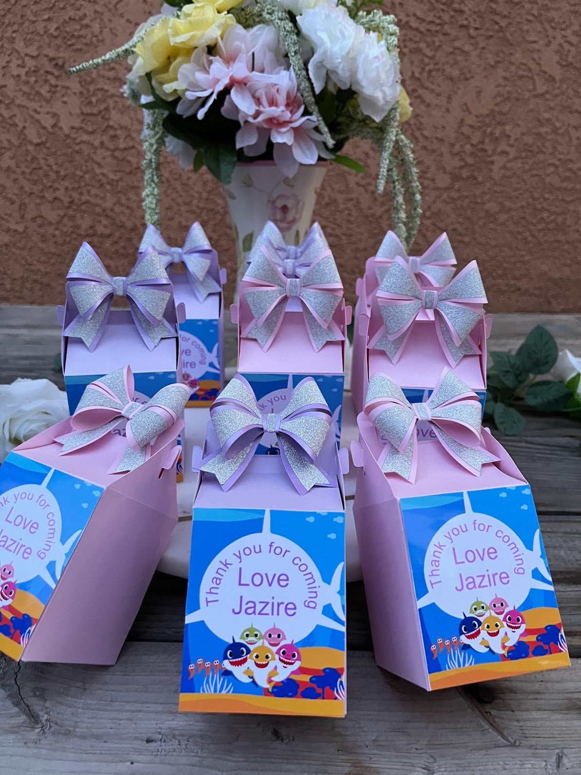 Baby shark favor boxes