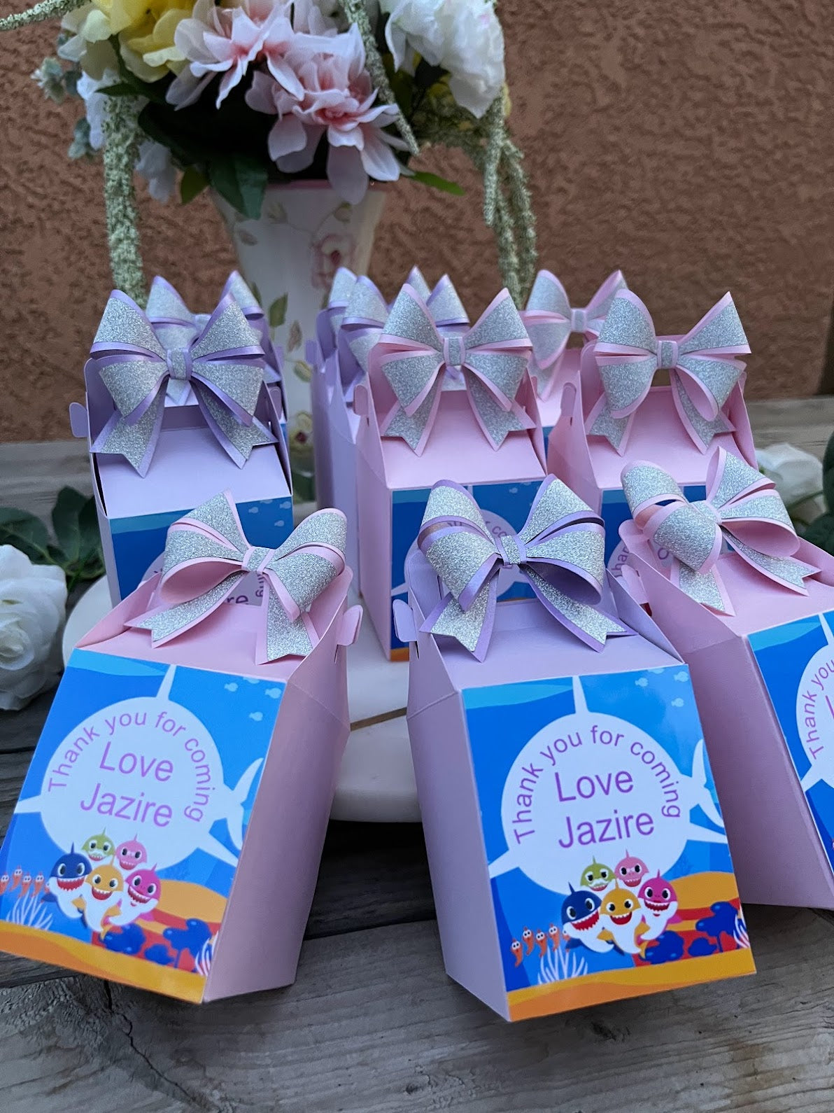 Baby shark favor boxes