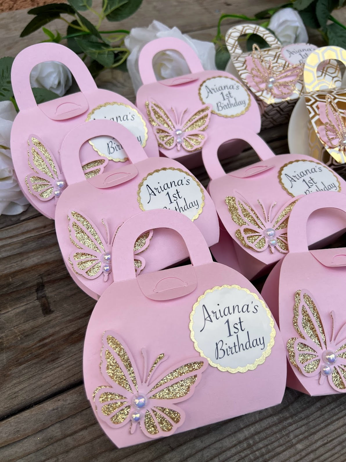 First birthday or Quinceanera or Bridal shower favor boxes