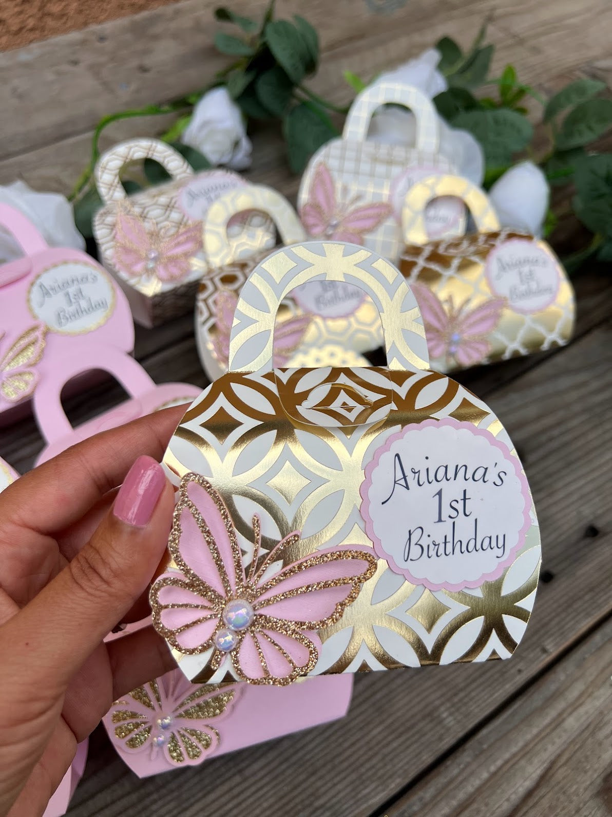 First birthday or Quinceanera or Bridal shower favor boxes