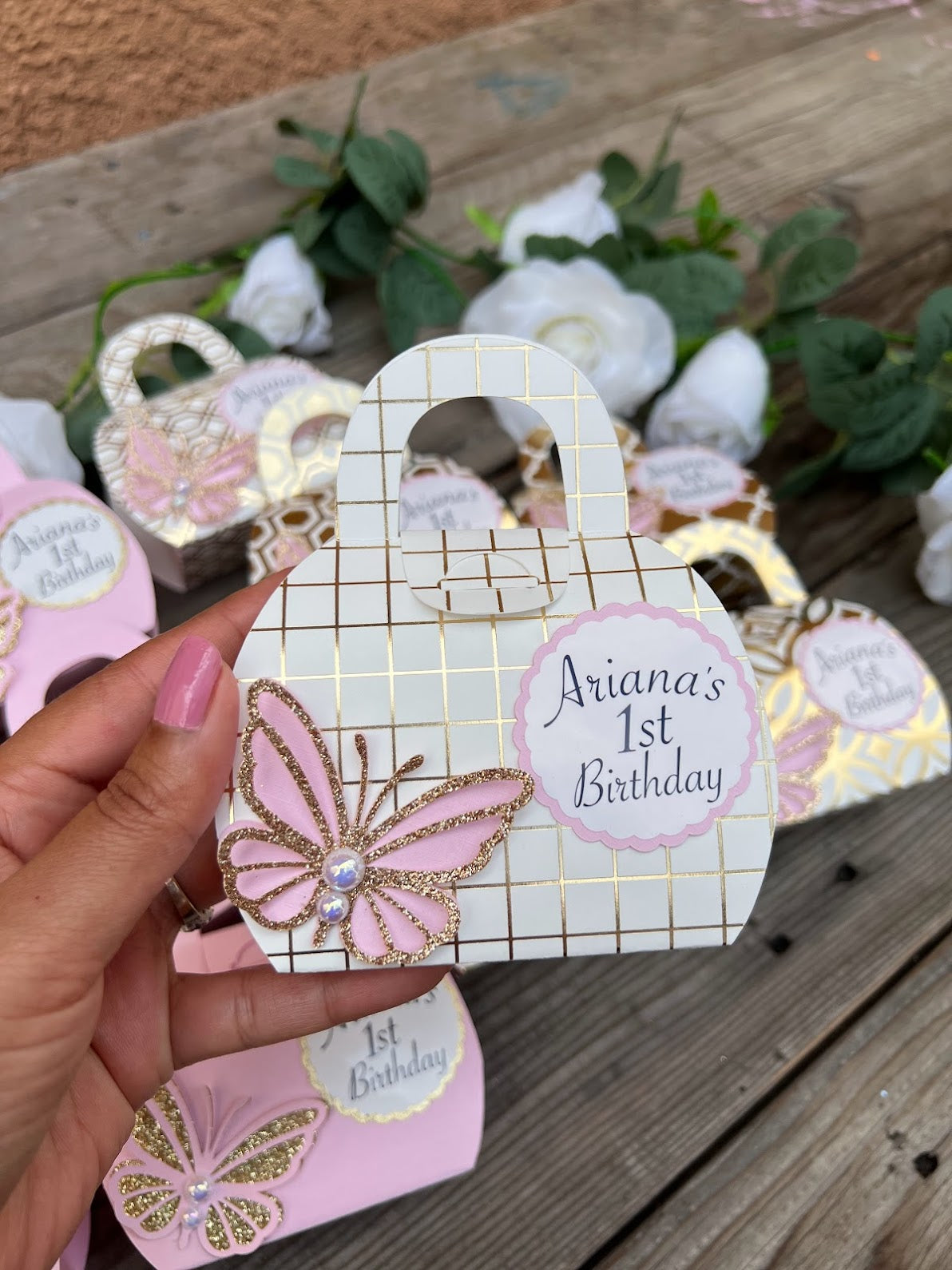 First birthday or Quinceanera or Bridal shower favor boxes