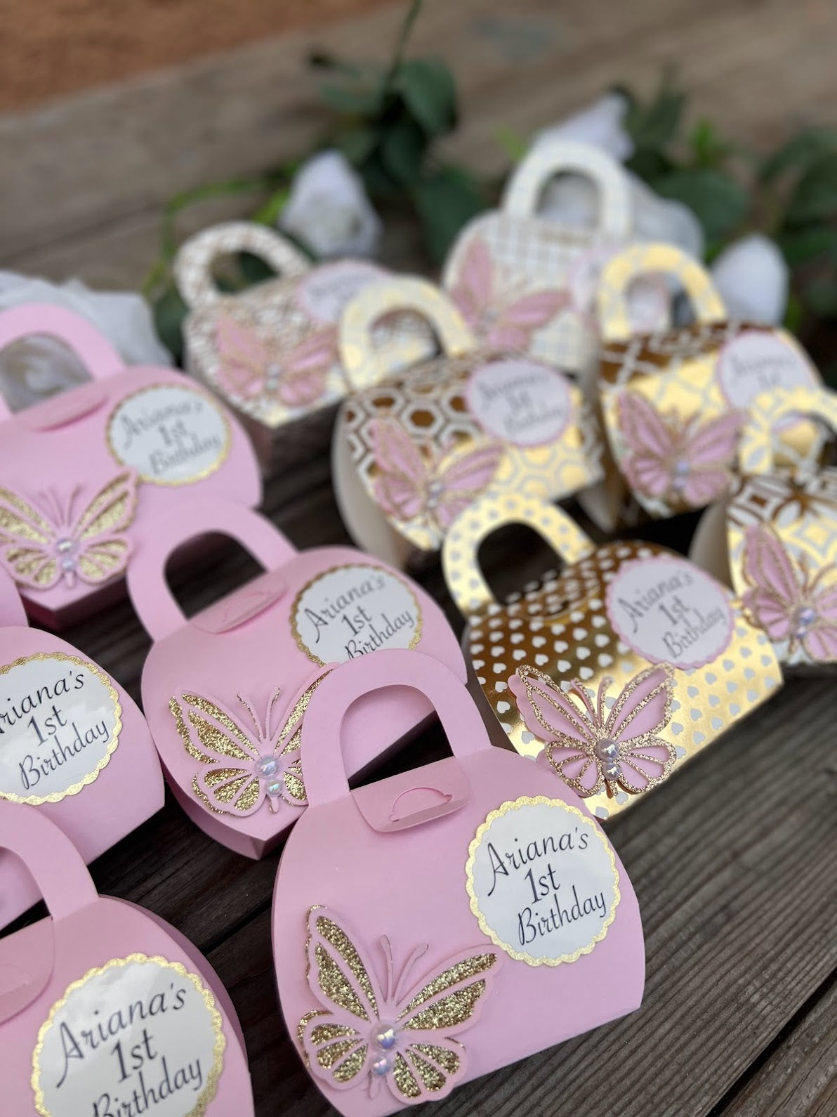 First birthday or Quinceanera or Bridal shower favor boxes