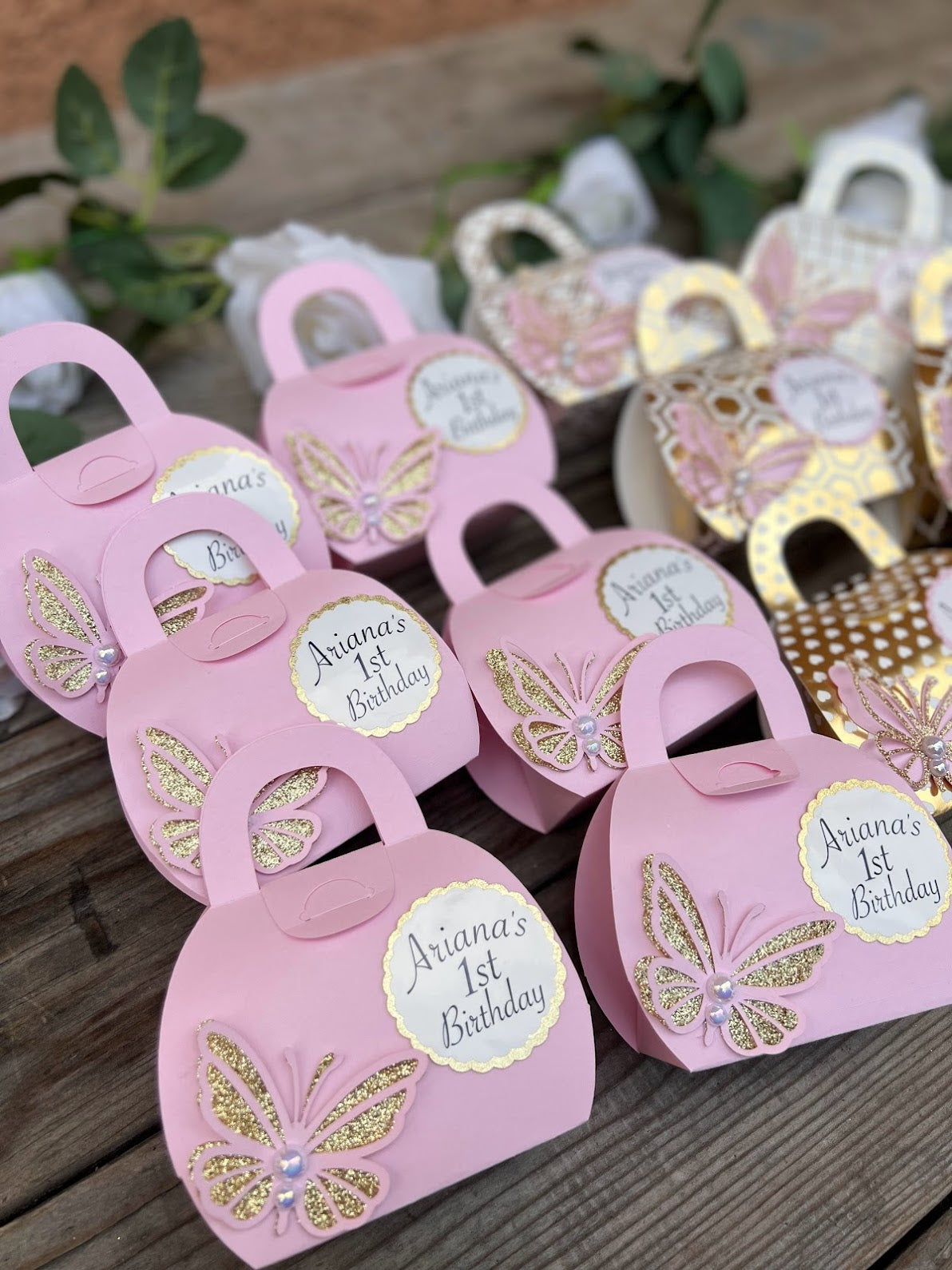 First birthday or Quinceanera or Bridal shower favor boxes