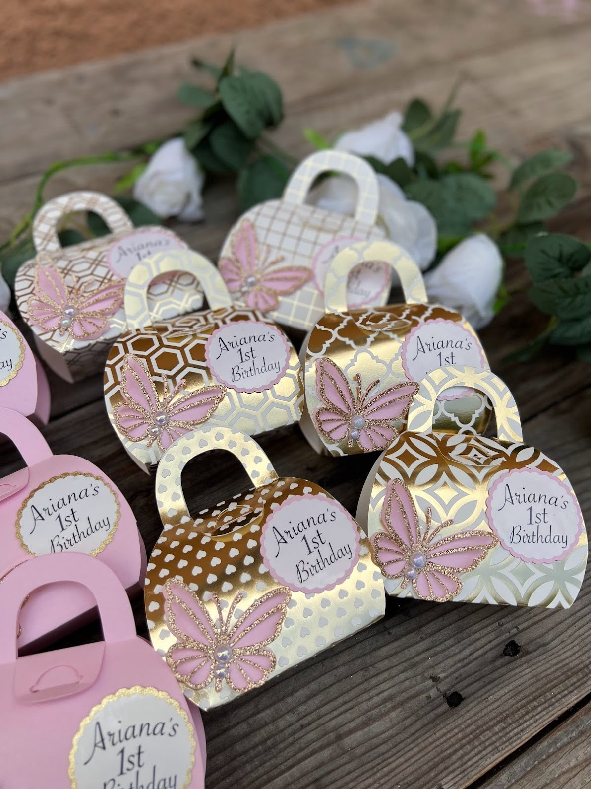 First birthday or Quinceanera or Bridal shower favor boxes