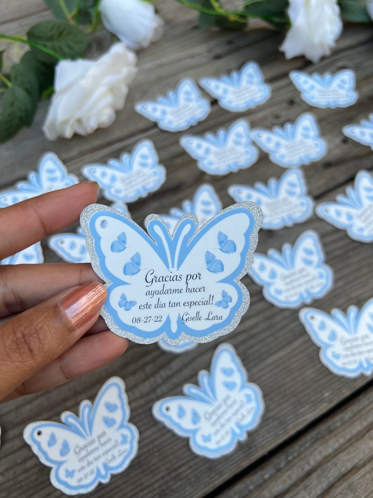 Baptism Butterfly gift tags, Quinceanera butterfly gift tags