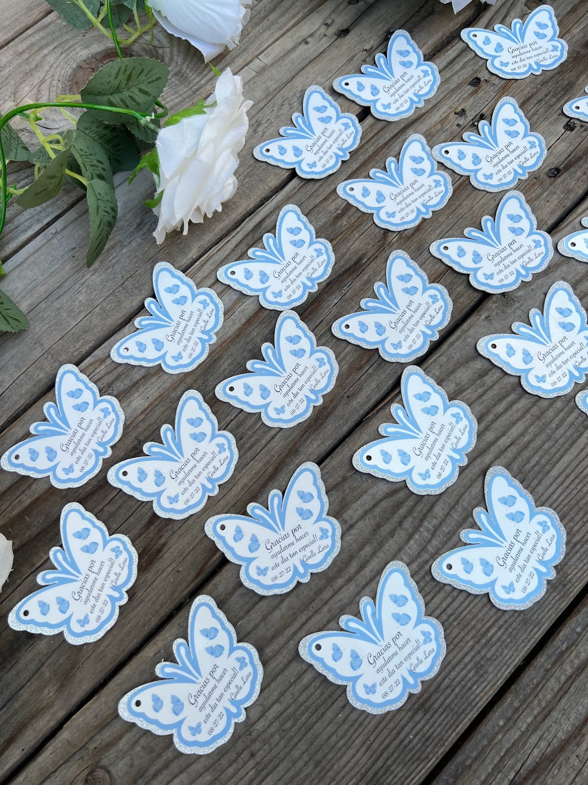 Baptism Butterfly gift tags, Quinceanera butterfly gift tags