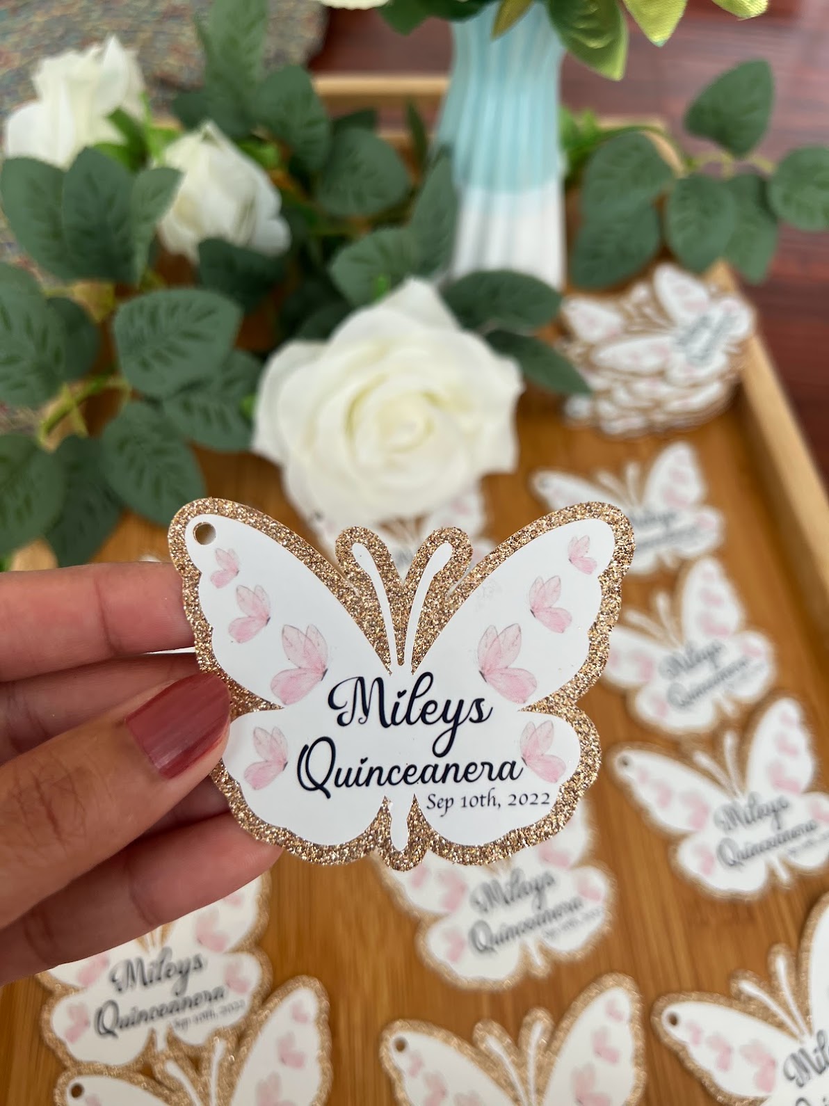 Baptism Butterfly gift tags, Quinceanera butterfly gift tags